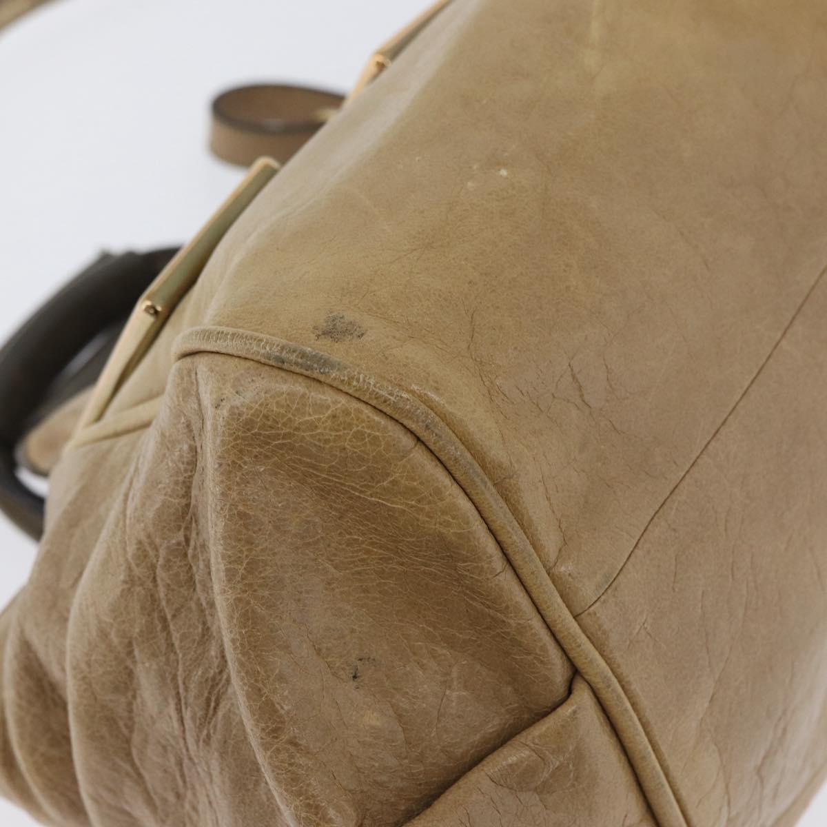 Chloe Etel Hand Bag Leather 2way Beige Gold Auth BA10742