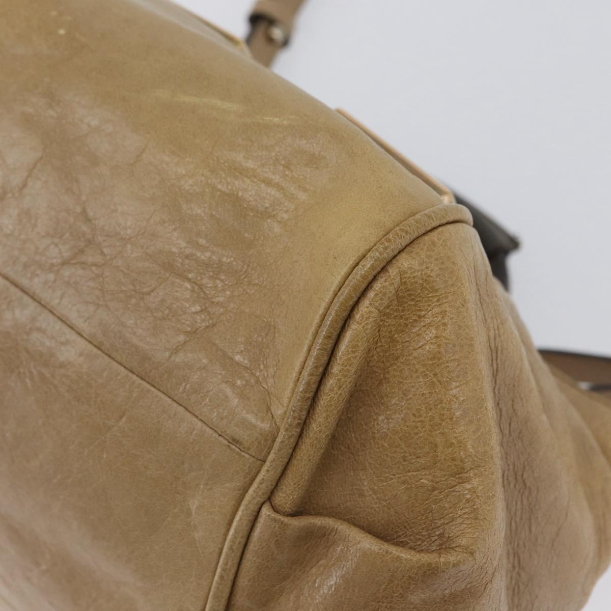 Chloe Etel Hand Bag Leather 2way Beige Gold Auth BA10742