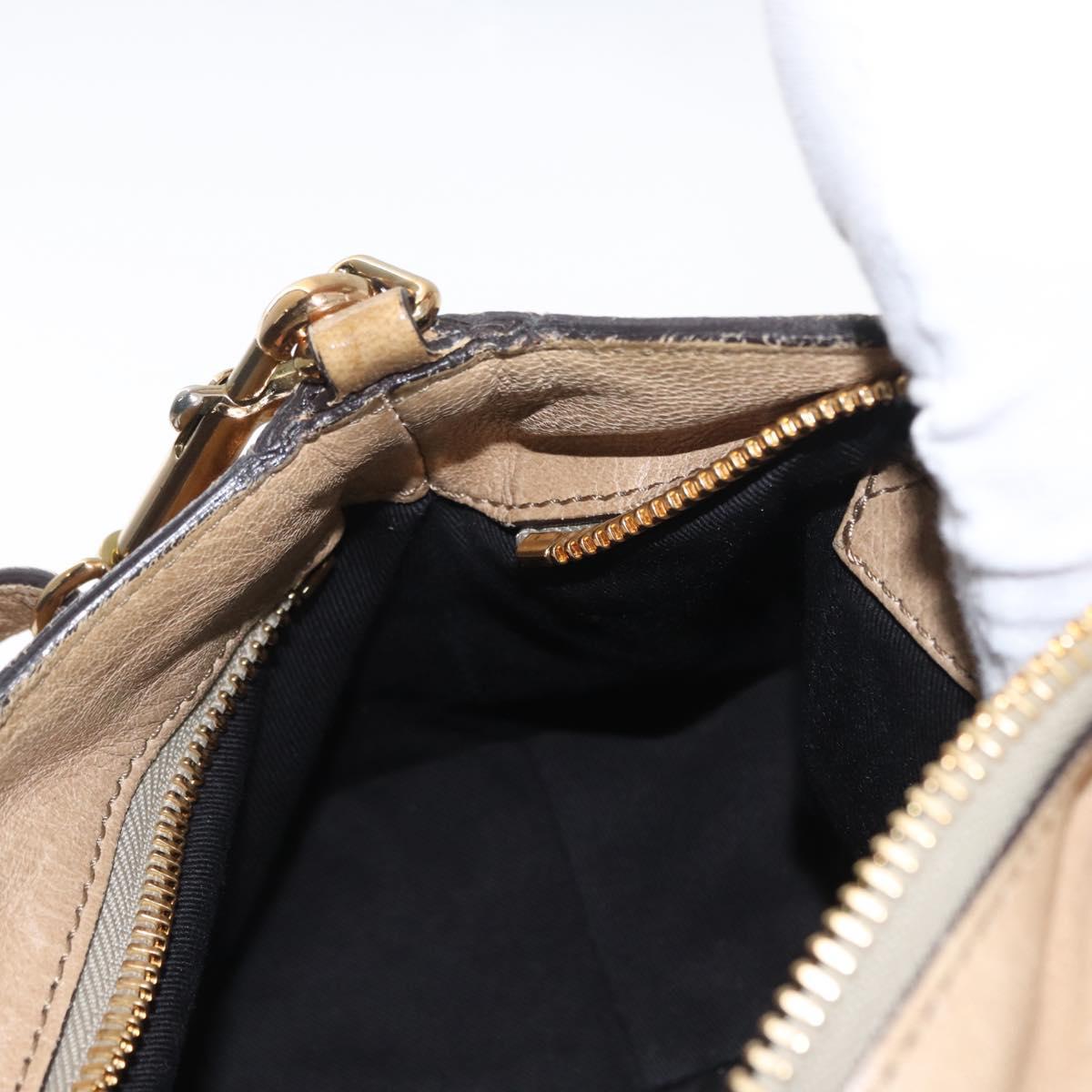 Chloe Etel Hand Bag Leather 2way Beige Gold Auth BA10742