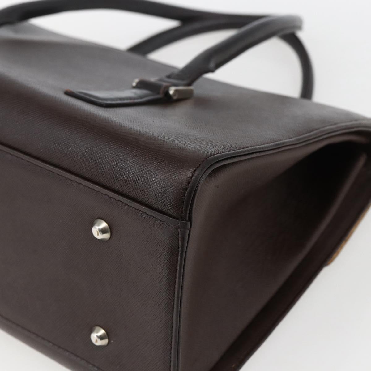 BURBERRY Hand Bag Leather Brown Silver Auth BA10747