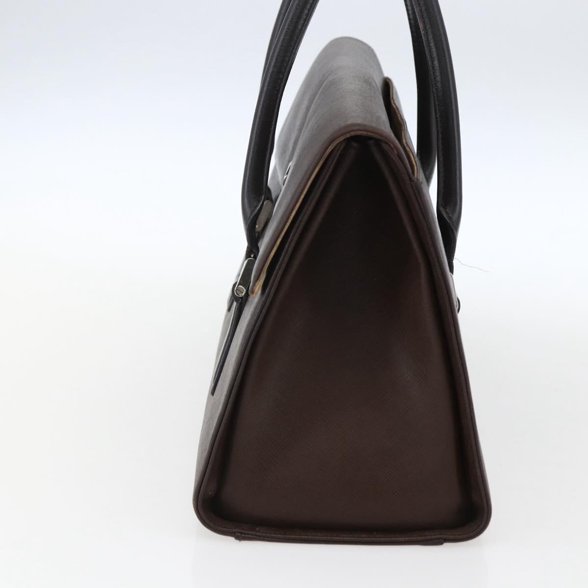 BURBERRY Hand Bag Leather Brown Silver Auth BA10747
