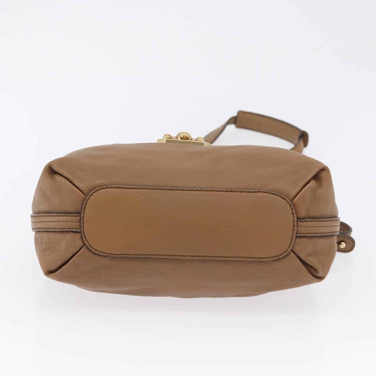 Chloe Elise Hand Bag Leather 2way Brown Gold Auth BA10748