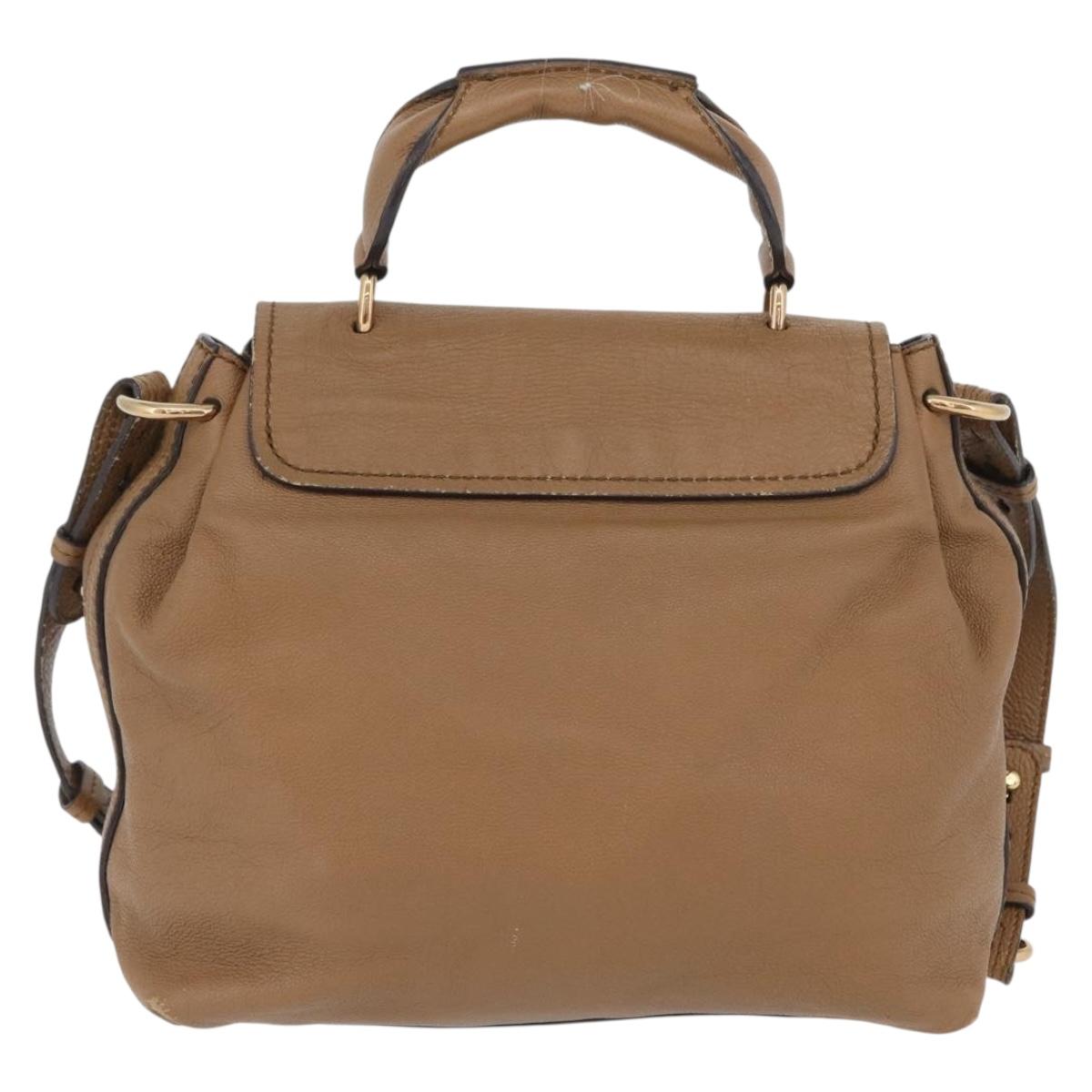 Chloe Elise Hand Bag Leather 2way Brown Gold Auth BA10748