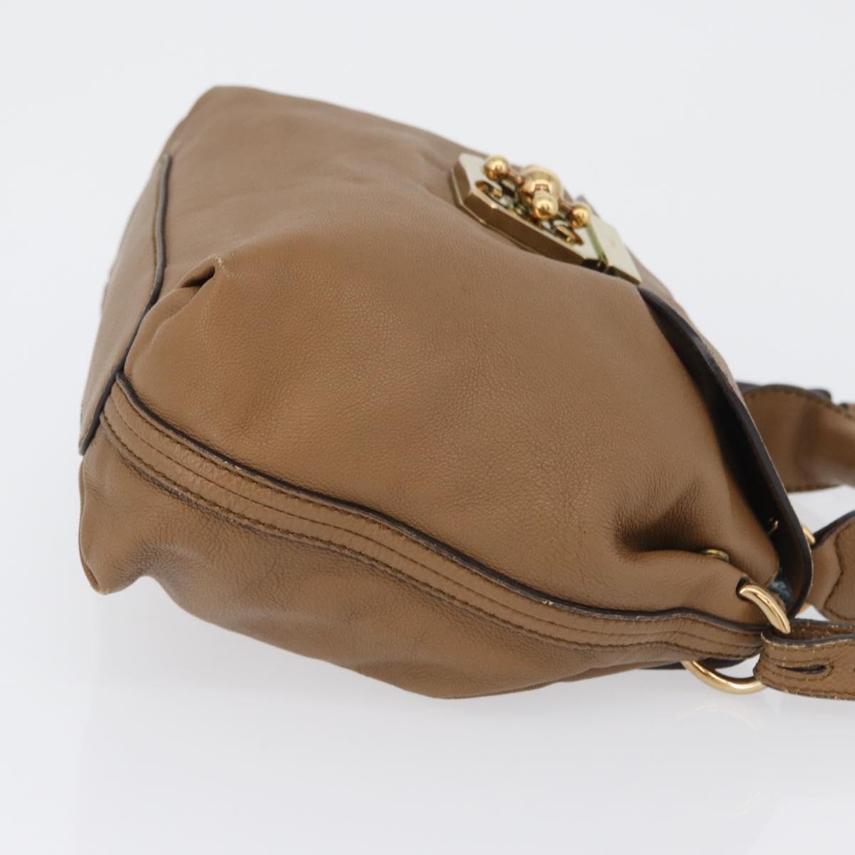 Chloe Elise Hand Bag Leather 2way Brown Gold Auth BA10748