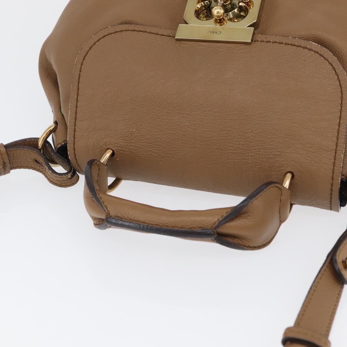 Chloe Elise Hand Bag Leather 2way Brown Gold Auth BA10748
