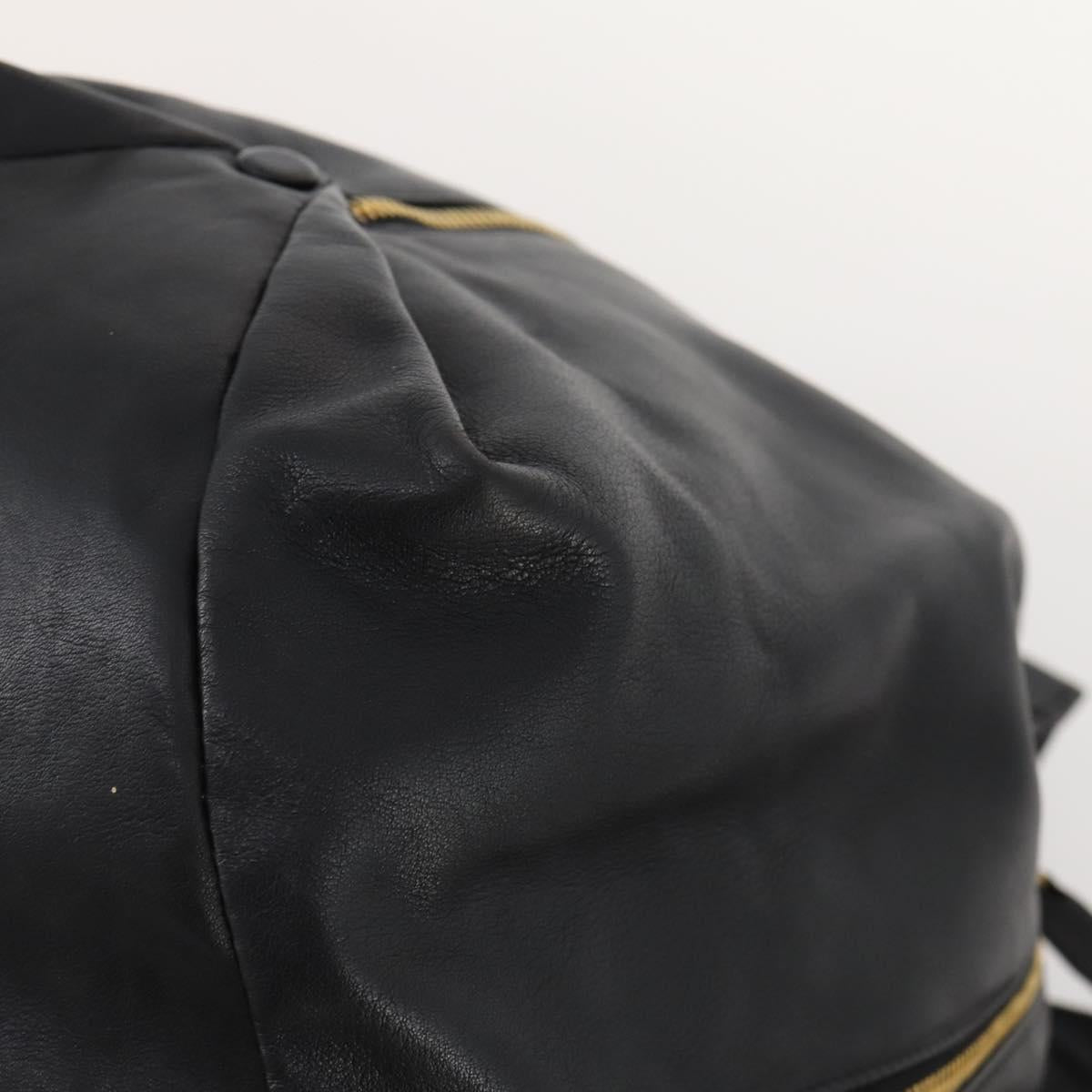 Gianni Versace Shoulder Bag Leather Black Gold Auth BA10749