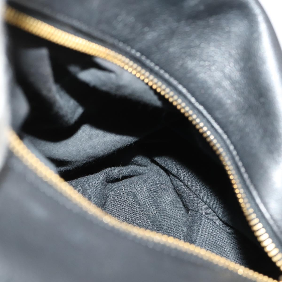 Gianni Versace Shoulder Bag Leather Black Gold Auth BA10749