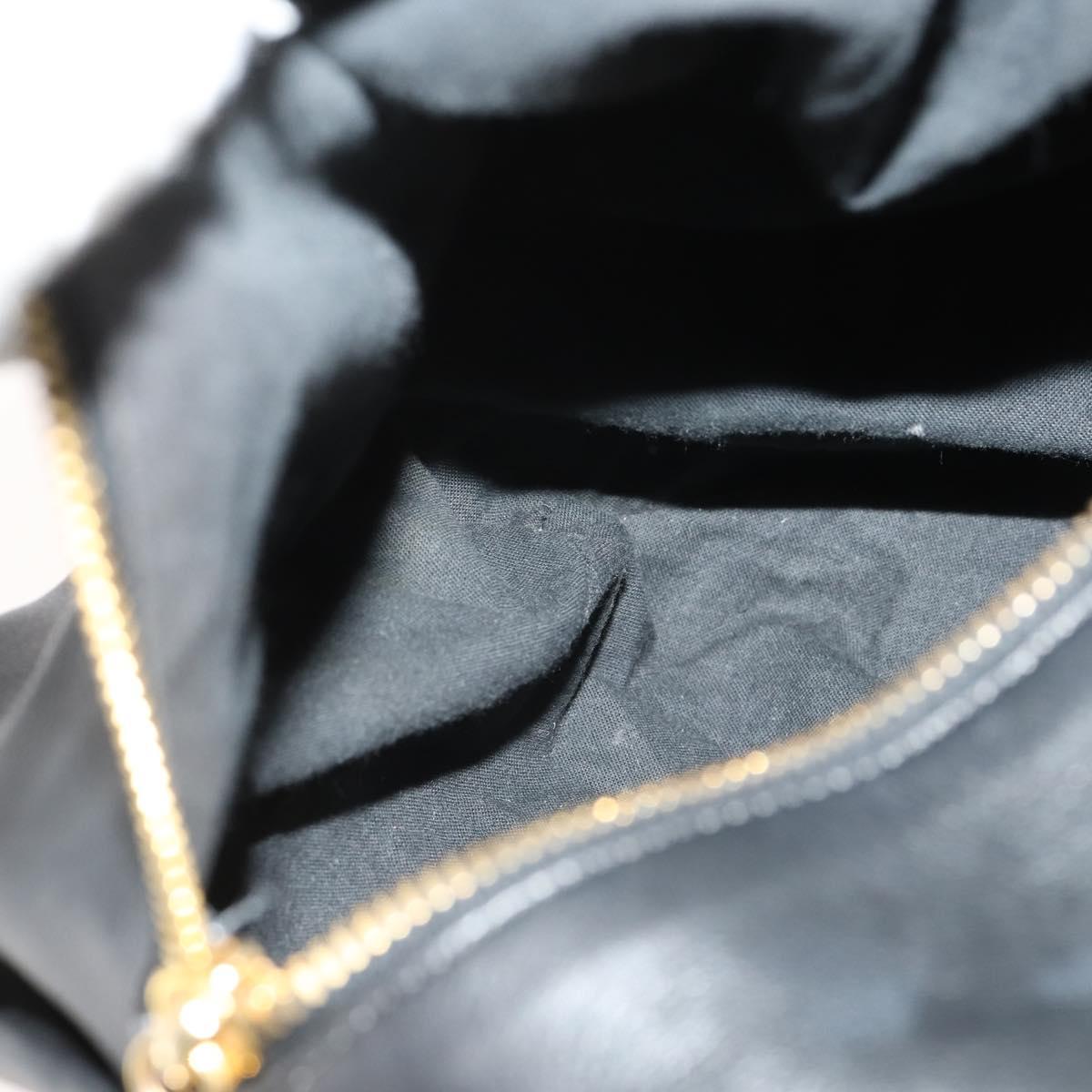 Gianni Versace Shoulder Bag Leather Black Gold Auth BA10749