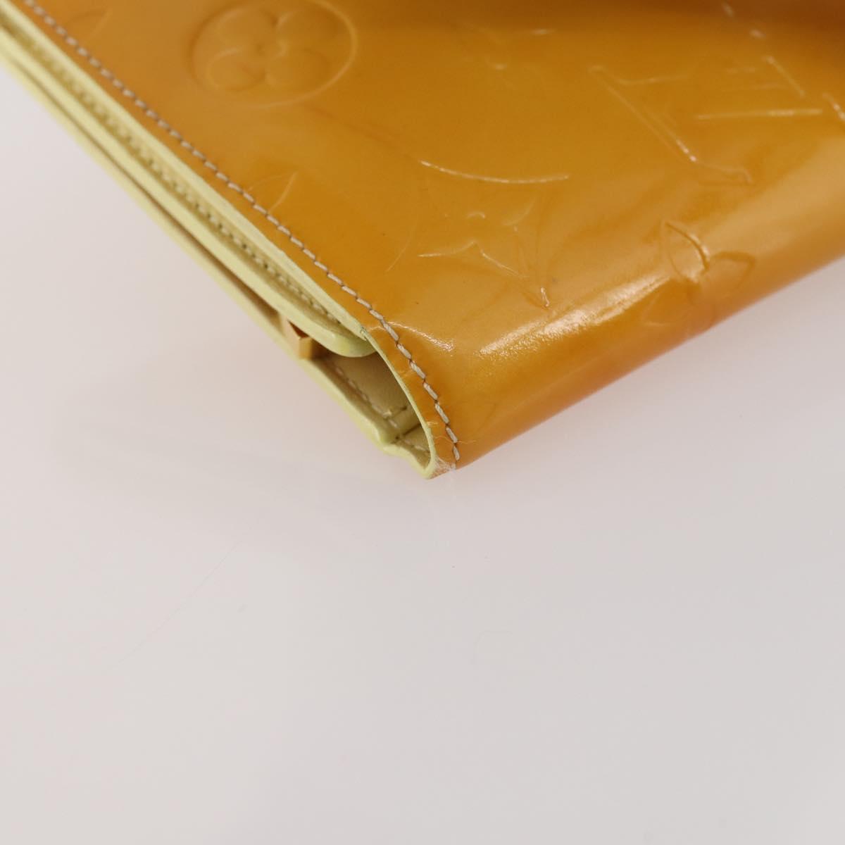 LOUIS VUITTON Monogram Vernis Walker Wallet Lime Yellow M91074 LV Auth BA10750