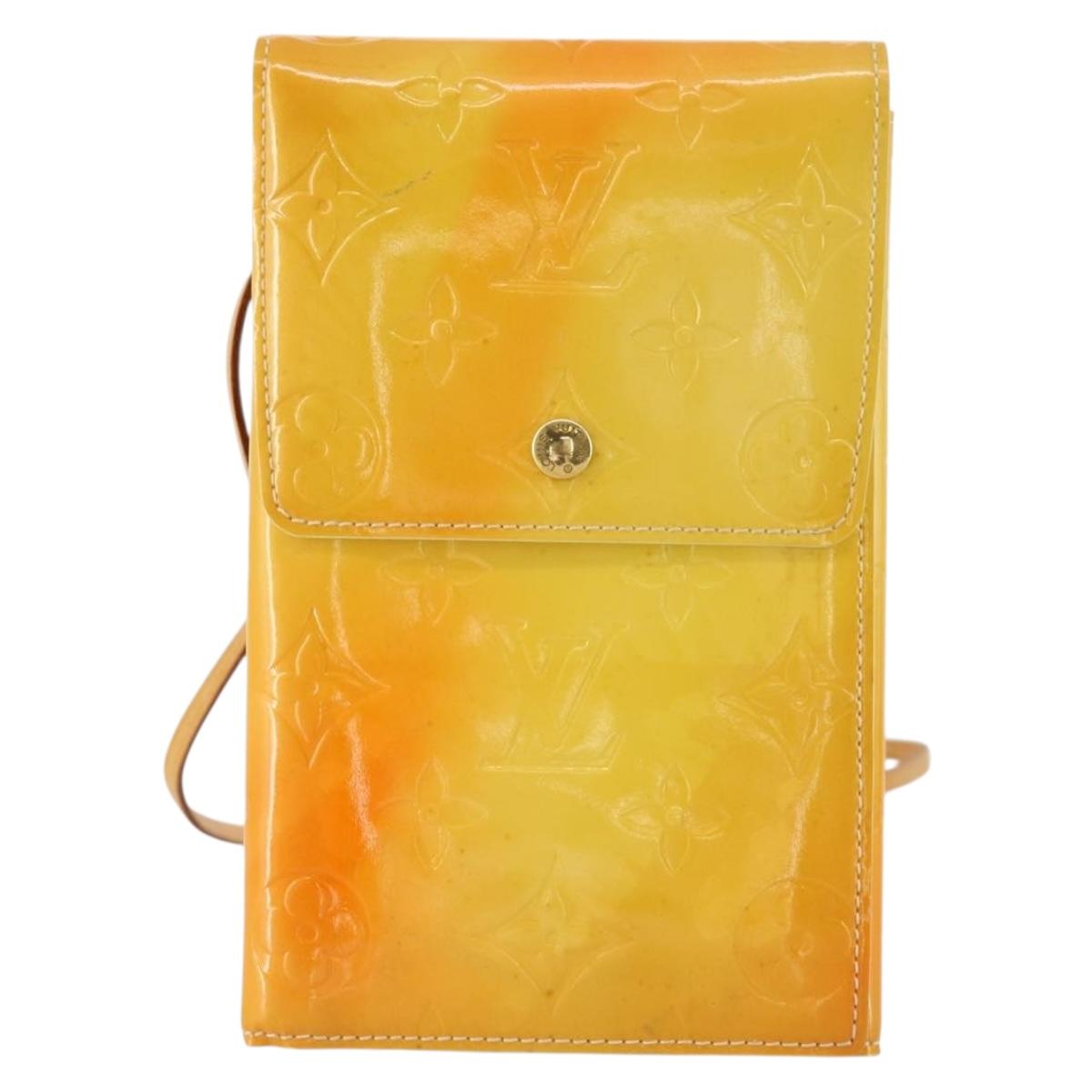 LOUIS VUITTON Monogram Vernis Walker Wallet Lime Yellow M91074 LV Auth BA10750