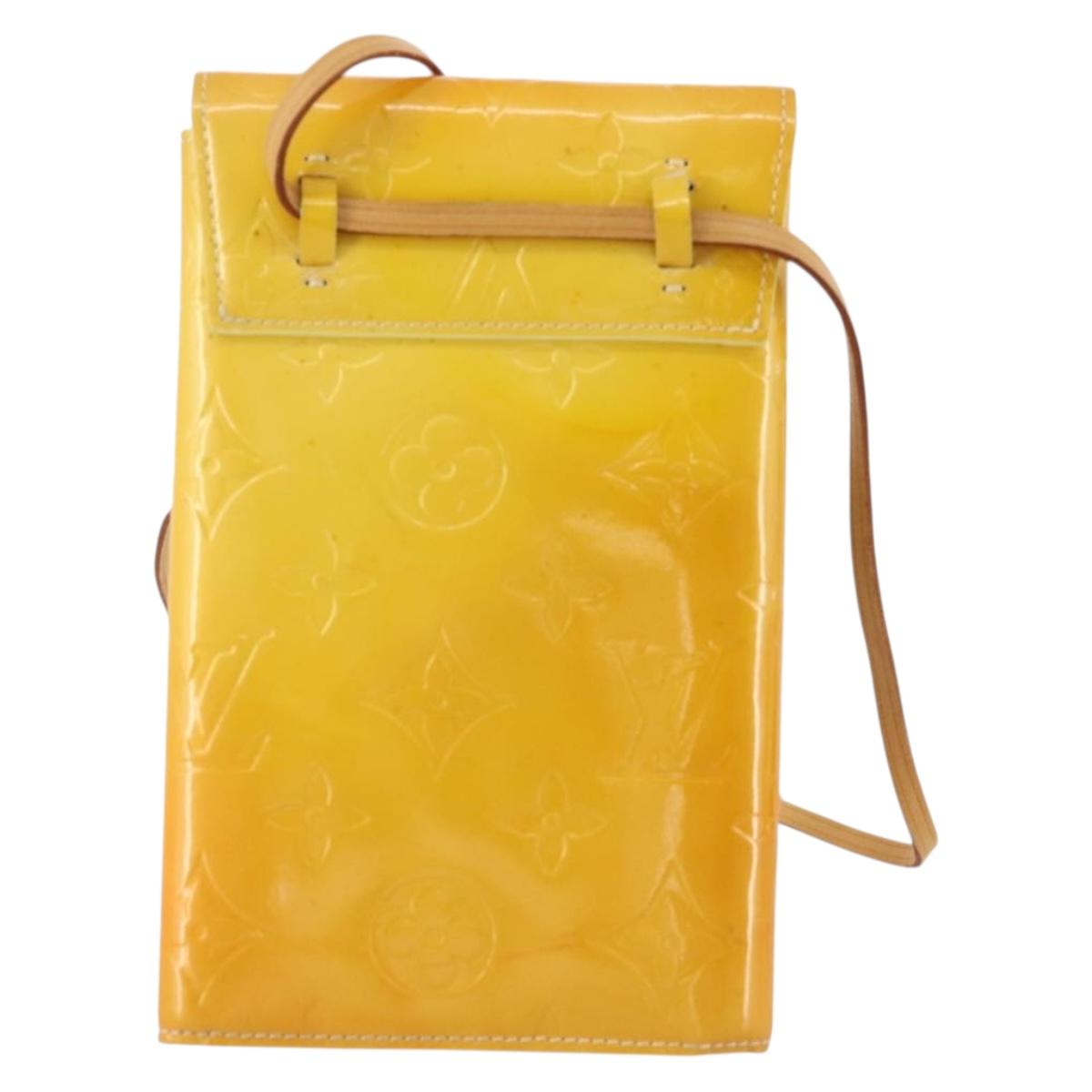 LOUIS VUITTON Monogram Vernis Walker Wallet Lime Yellow M91074 LV Auth BA10750