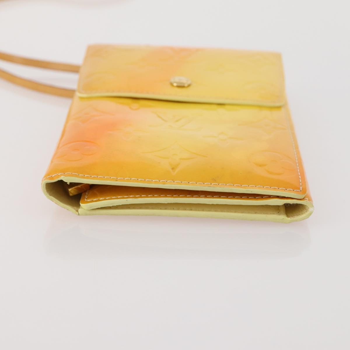 LOUIS VUITTON Monogram Vernis Walker Wallet Lime Yellow M91074 LV Auth BA10750