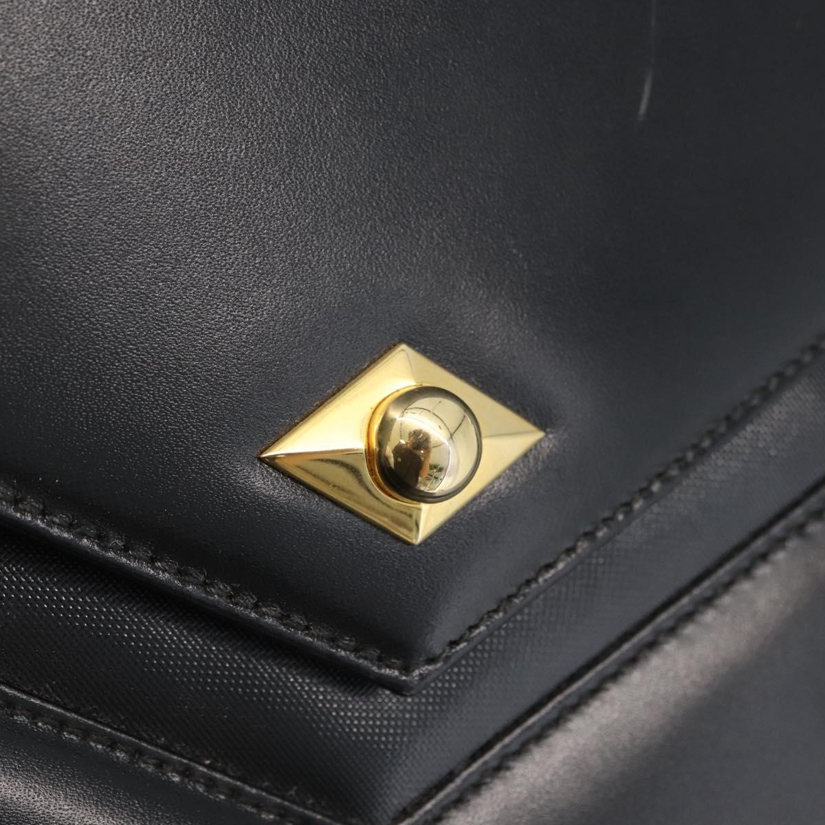 BALLY Hand Bag Leather 2way Black Gold Auth BA10754