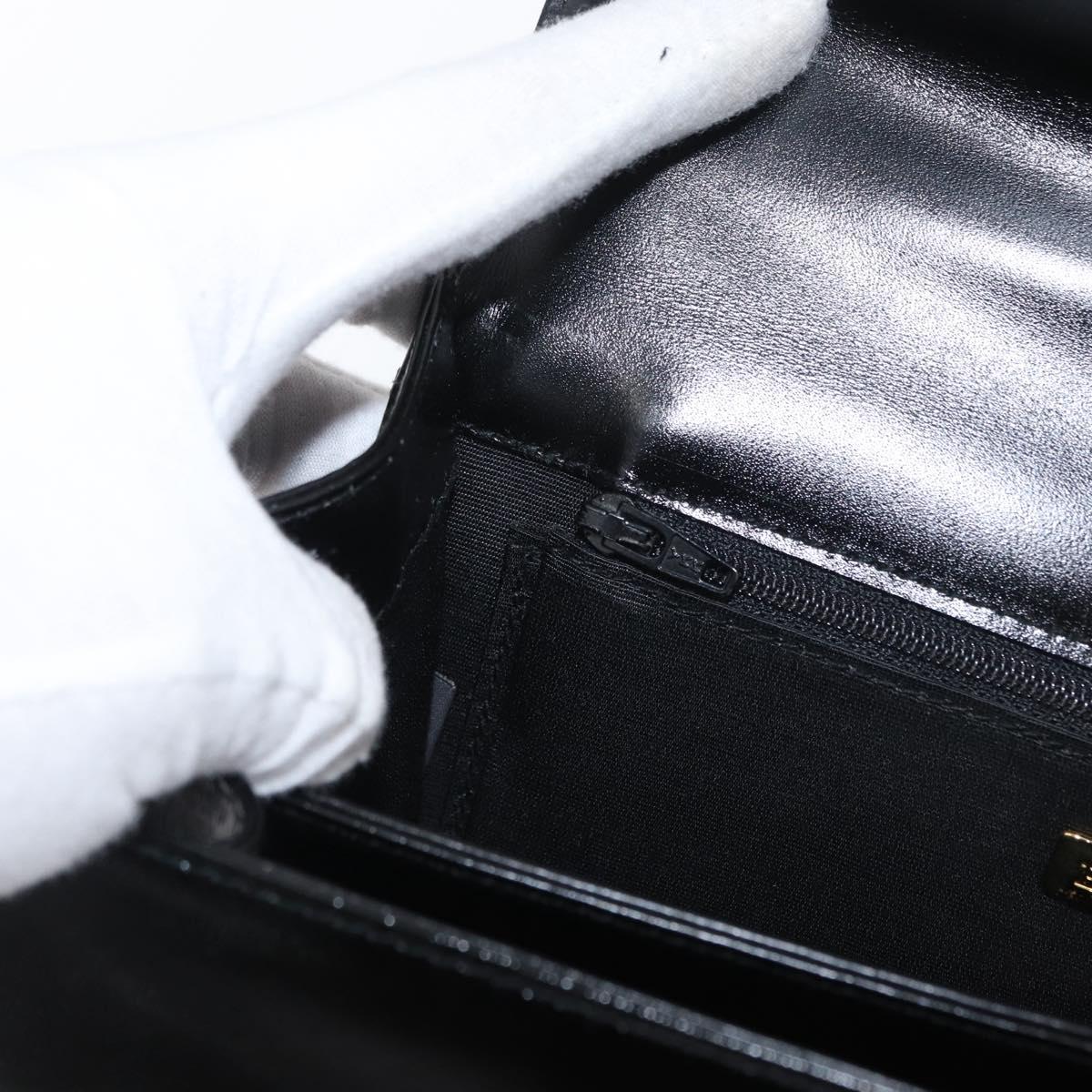 BALLY Hand Bag Leather 2way Black Gold Auth BA10754