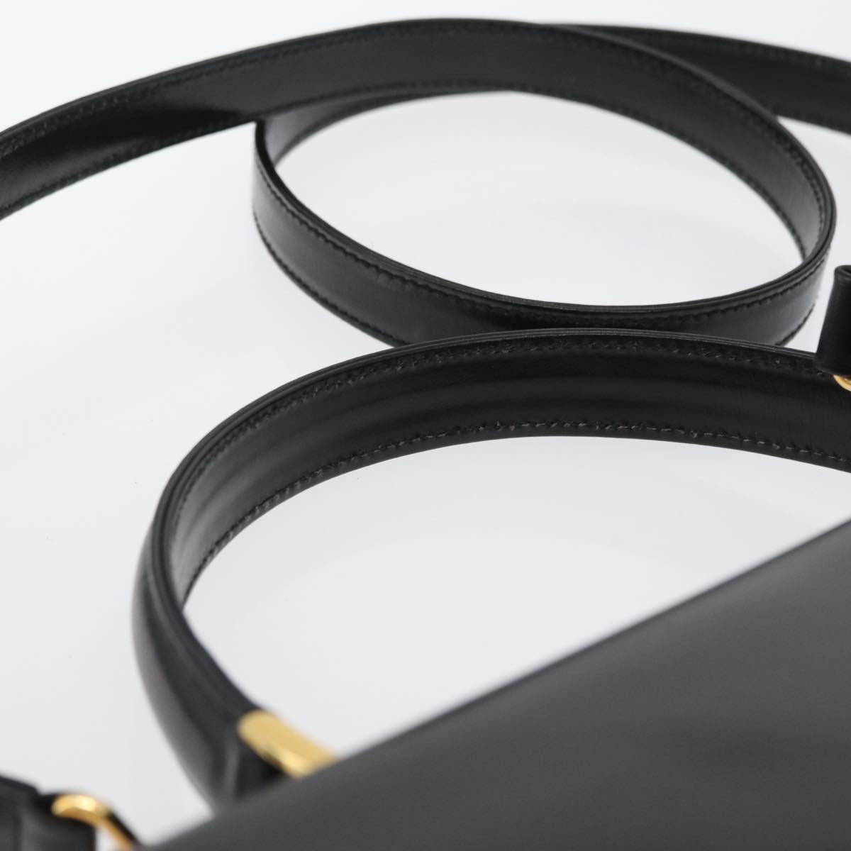 BALLY Hand Bag Leather 2way Black Gold Auth BA10754
