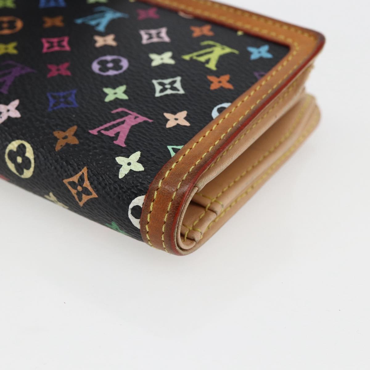LOUIS VUITTON Multicolor Portefeuille Viennois Wallet Black M92988 Auth BA10757