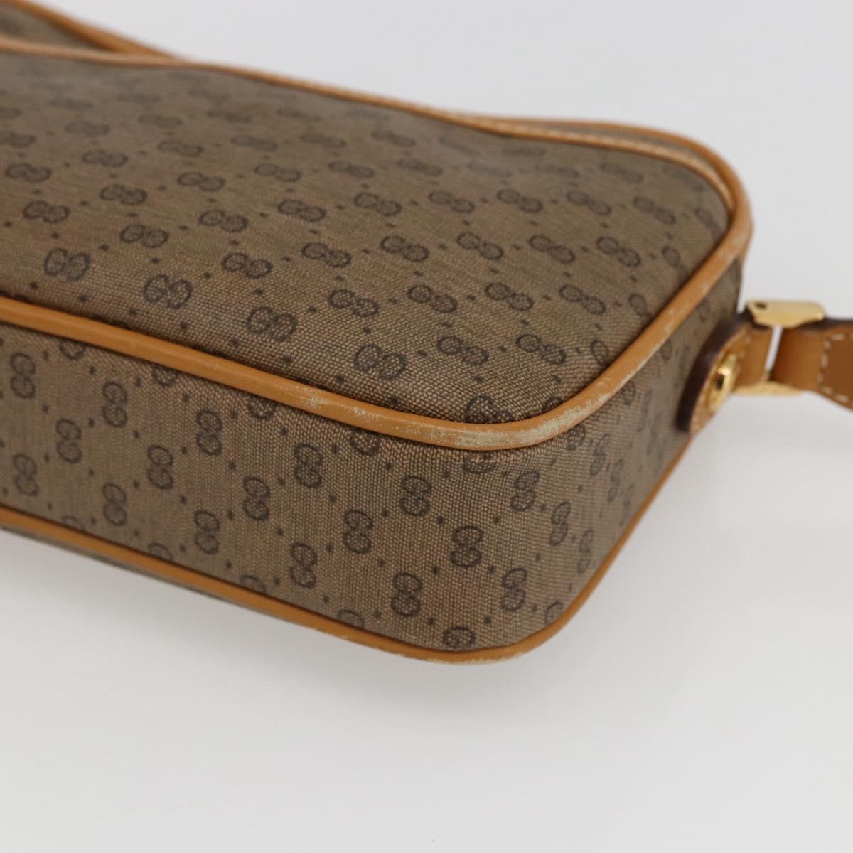 GUCCI Micro GG Supreme Shoulder Bag PVC Beige Gold Auth BA10759