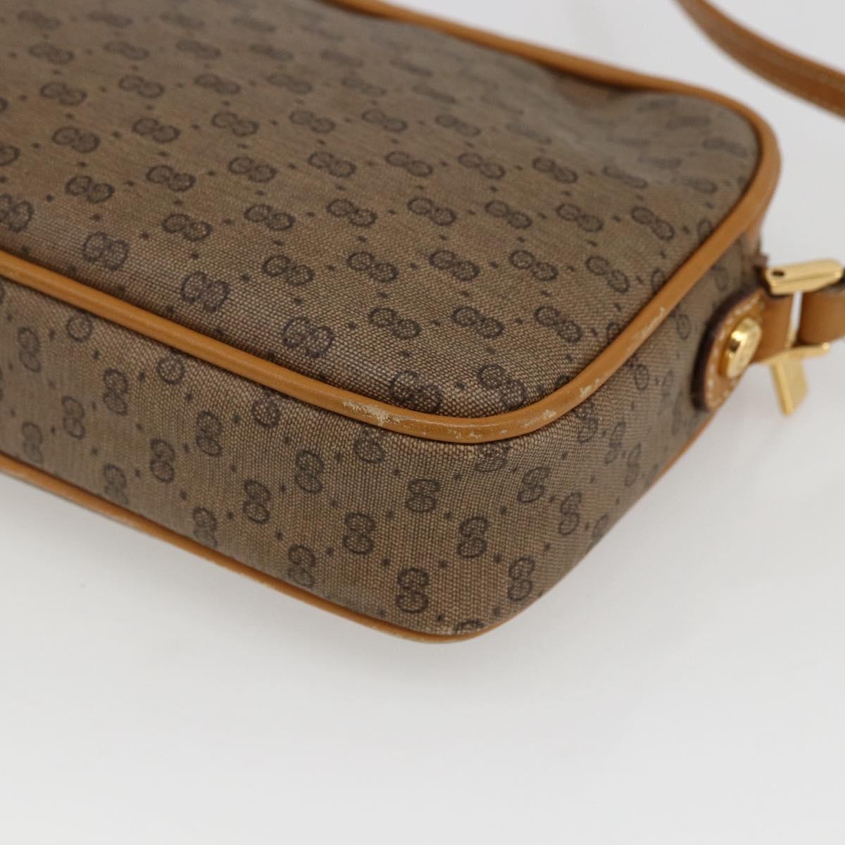 GUCCI Micro GG Supreme Shoulder Bag PVC Beige Gold Auth BA10759