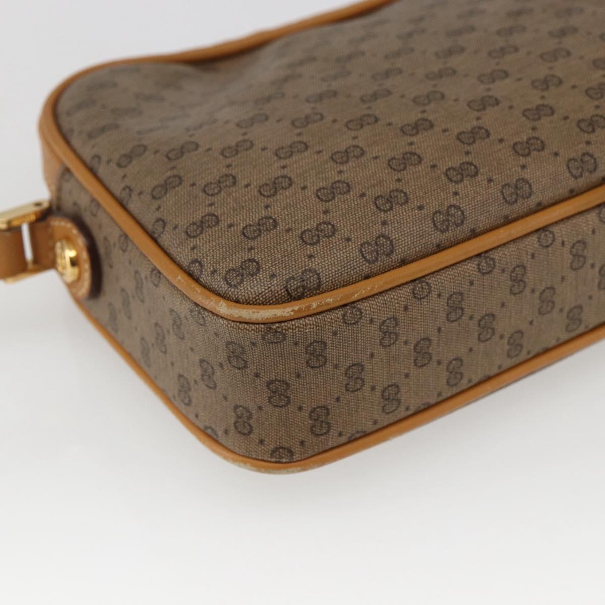 GUCCI Micro GG Supreme Shoulder Bag PVC Beige Gold Auth BA10759