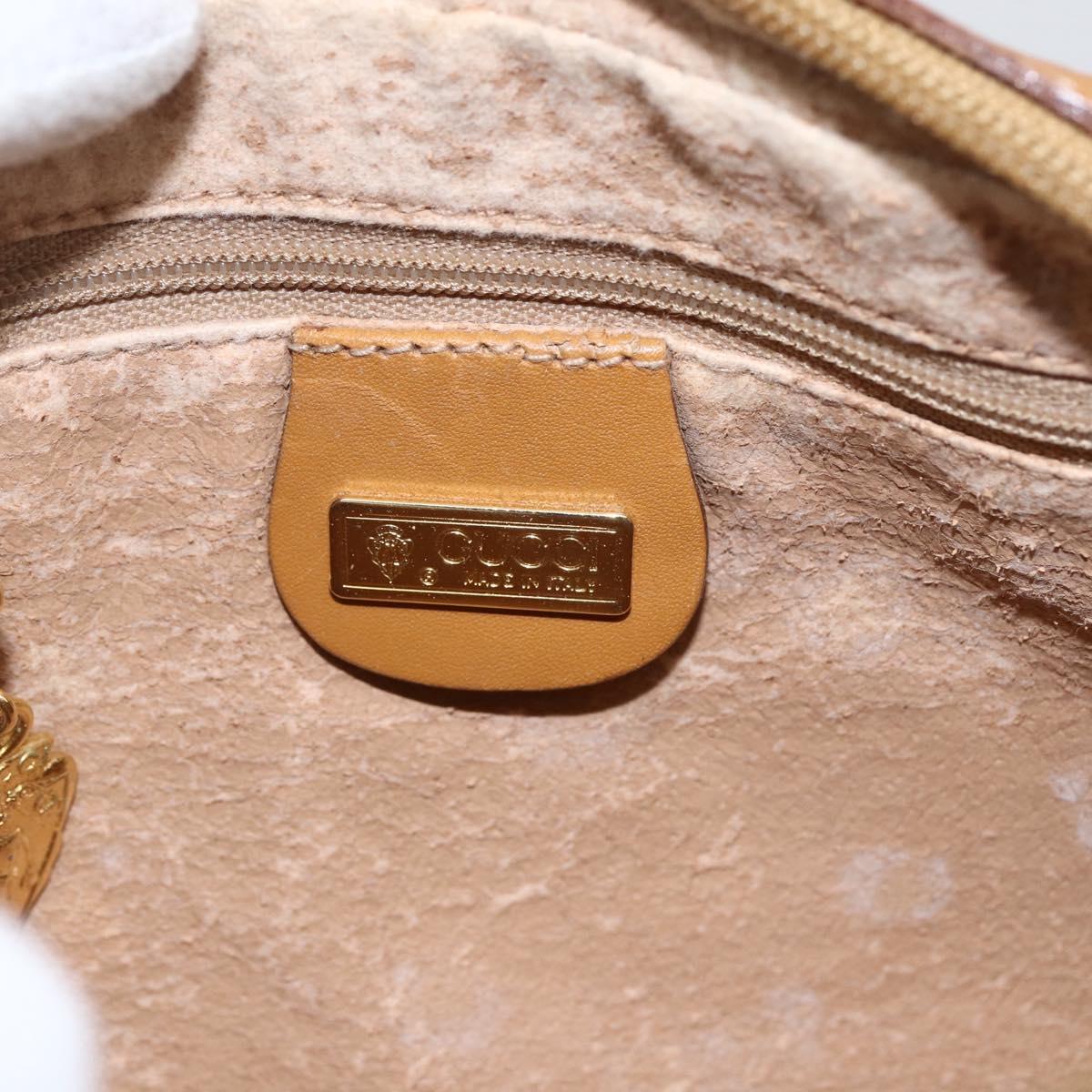 GUCCI Micro GG Supreme Shoulder Bag PVC Beige Gold Auth BA10759