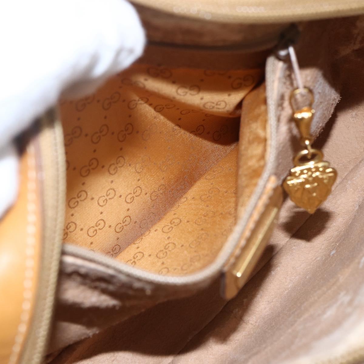 GUCCI Micro GG Supreme Shoulder Bag PVC Beige Gold Auth BA10759