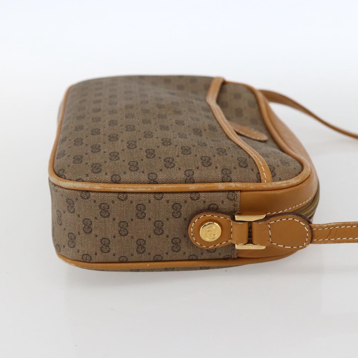 GUCCI Micro GG Supreme Shoulder Bag PVC Beige Gold Auth BA10759
