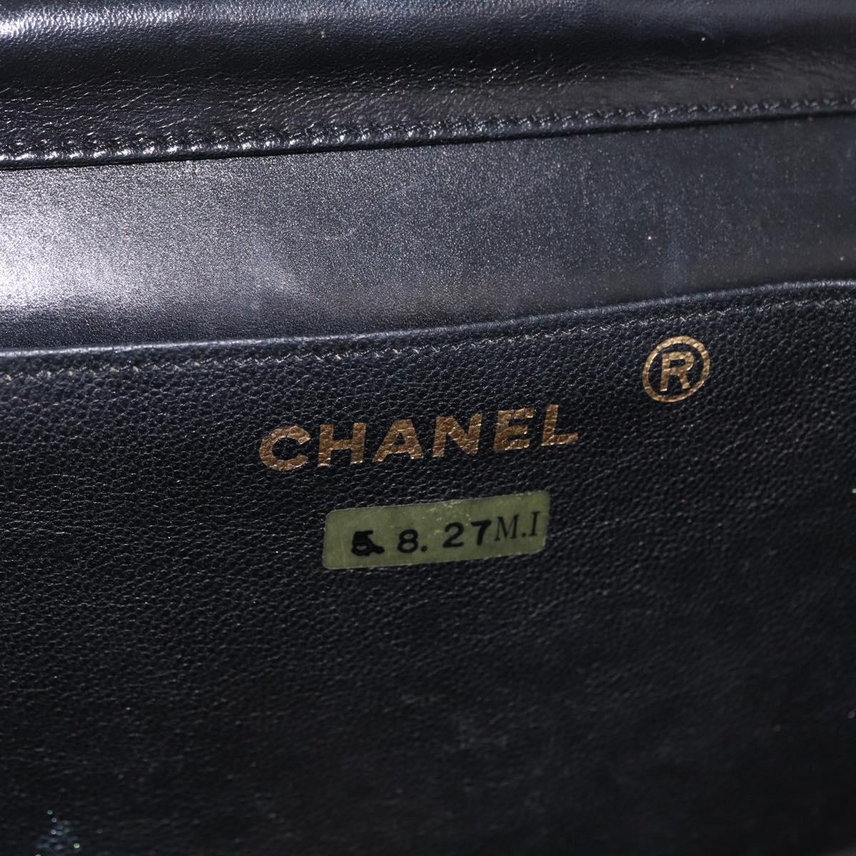 CHANEL Chain Shoulder Bag Patent leather Black Gold CC Auth BA10760