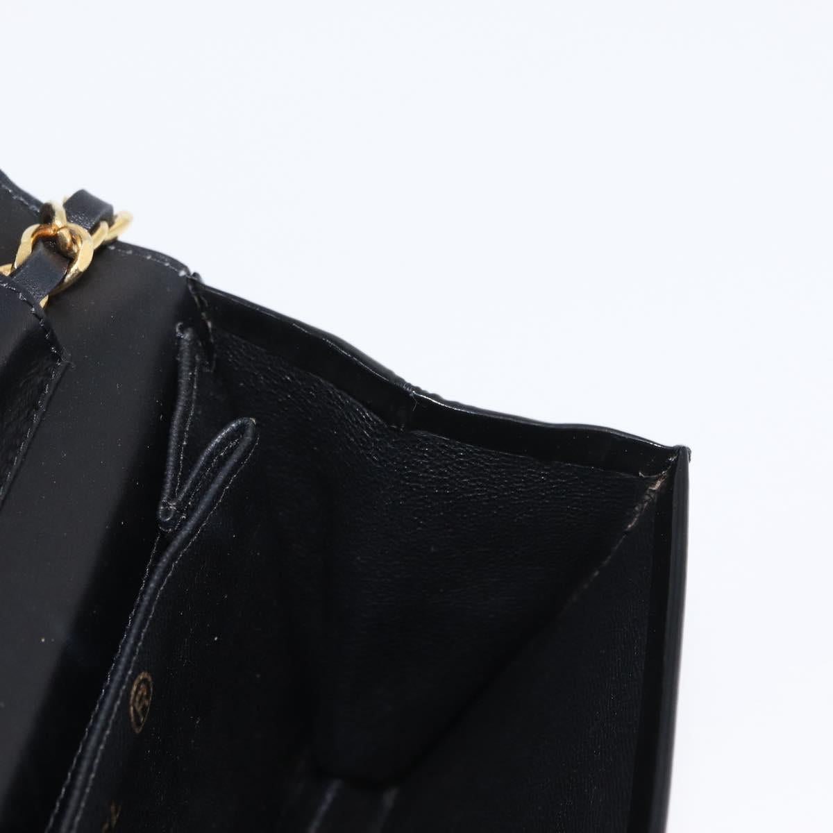 CHANEL Chain Shoulder Bag Patent leather Black Gold CC Auth BA10760