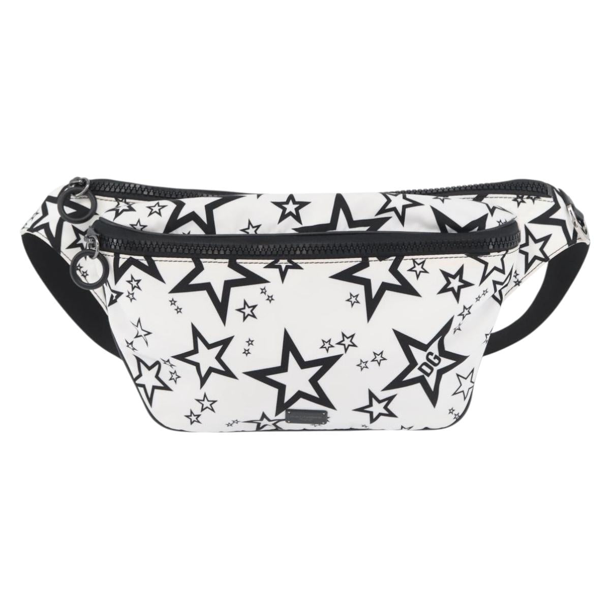 DOLCE&GABBANA Shoulder Bag Nylon White Silver Auth BA10763