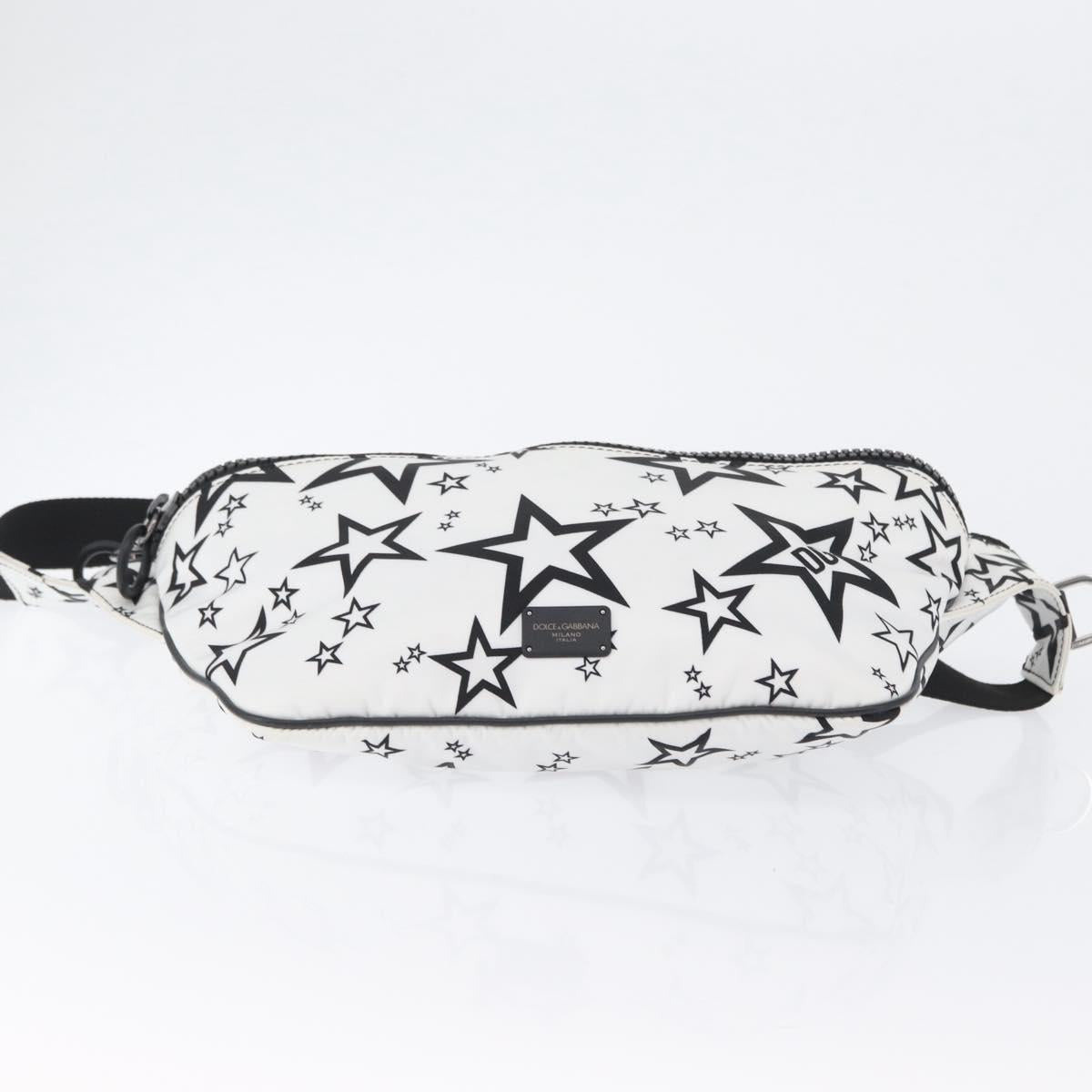DOLCE&GABBANA Shoulder Bag Nylon White Silver Auth BA10763