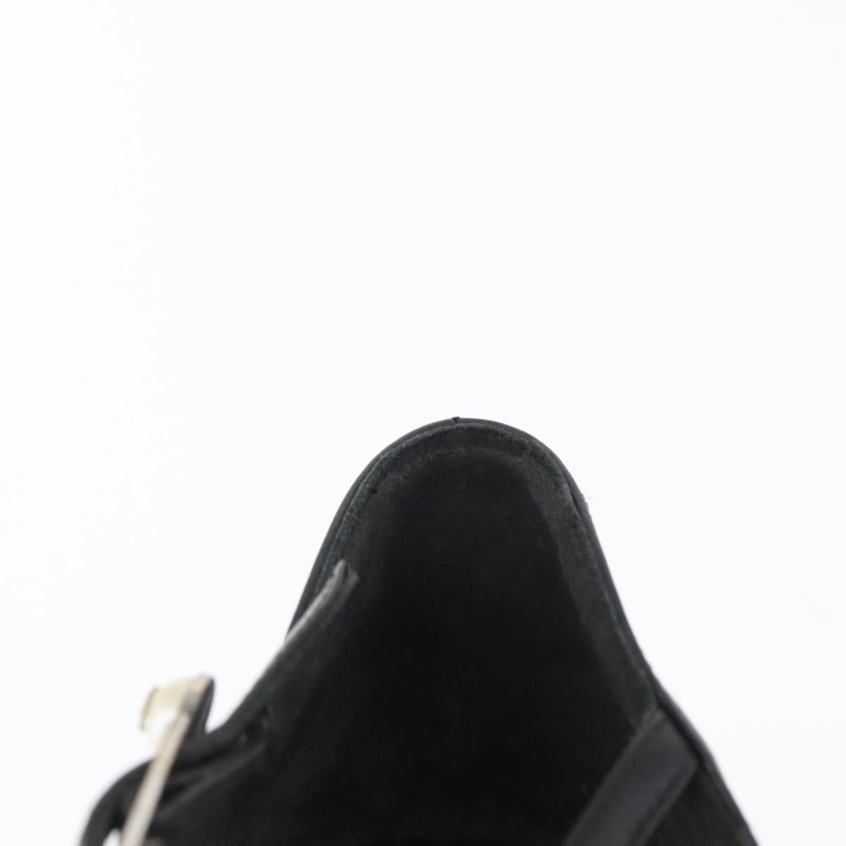 CHANEL Pumps High Heels Leather 35 1/2 Black CC Auth BA10766