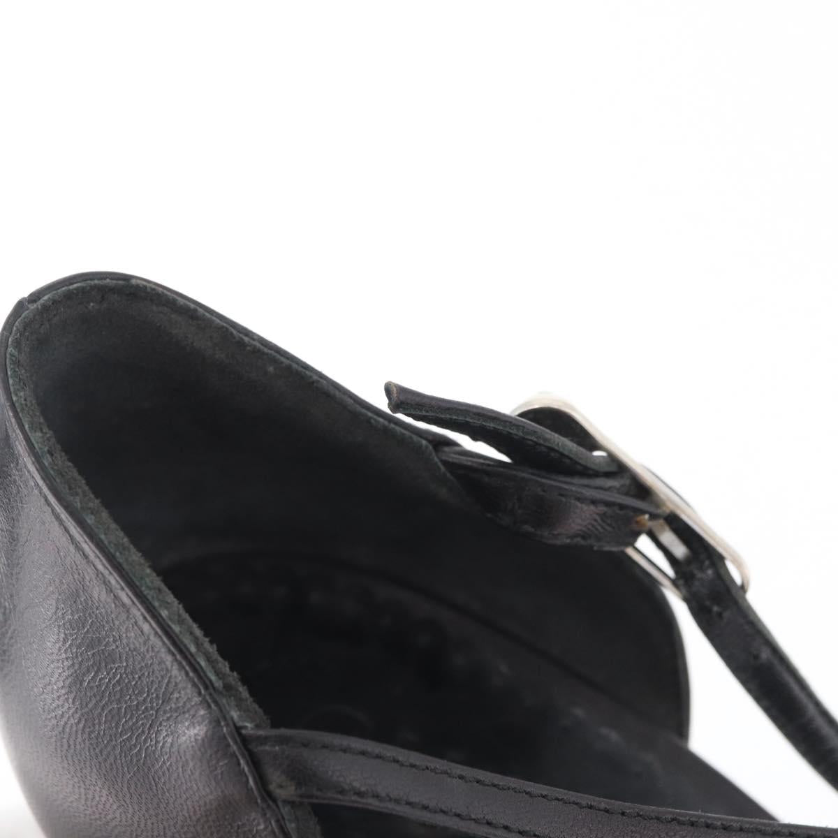 CHANEL Pumps High Heels Leather 35 1/2 Black CC Auth BA10766