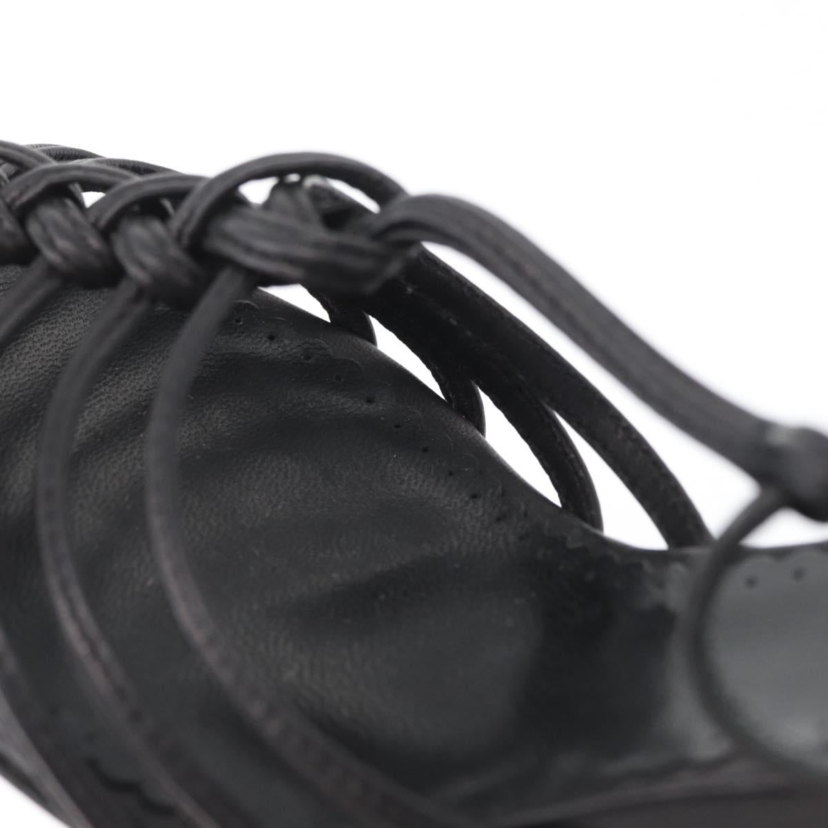 CHANEL Pumps High Heels Leather 35 1/2 Black CC Auth BA10766
