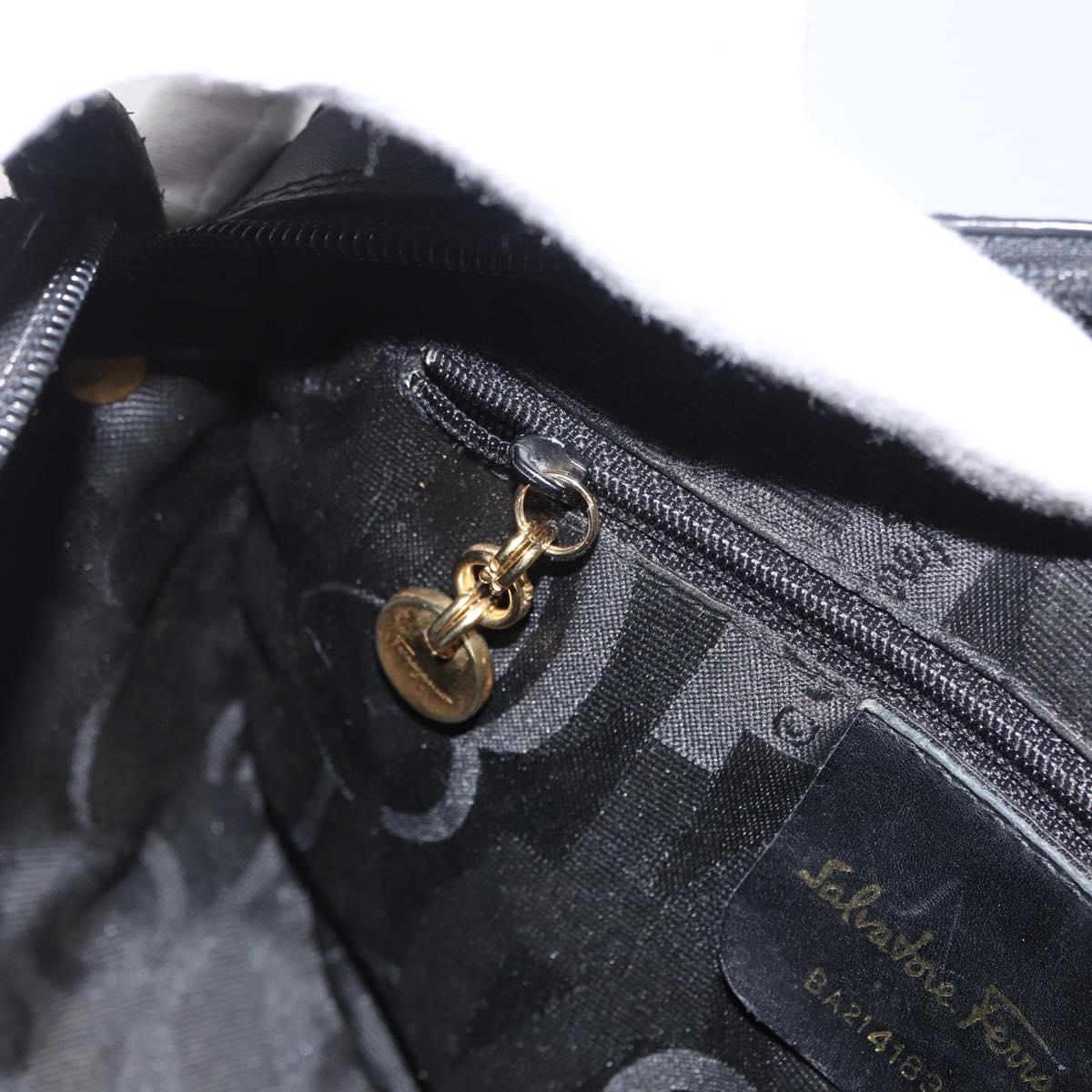 Salvatore Ferragamo Vala Shoulder Bag Leather Black Gold Auth BA10794