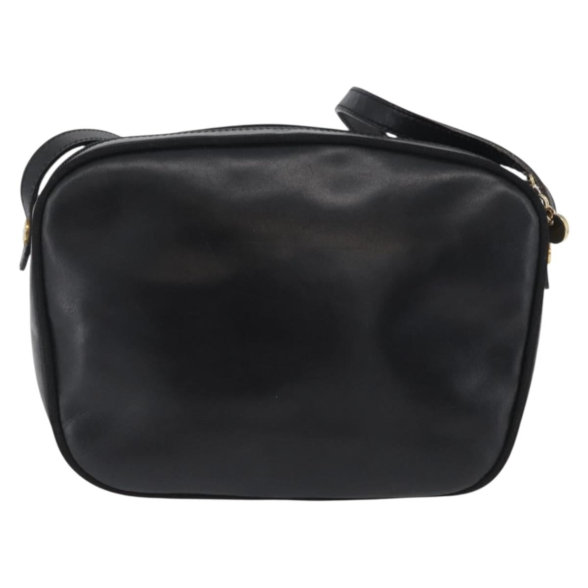 Salvatore Ferragamo Vala Shoulder Bag Leather Black Gold Auth BA10794