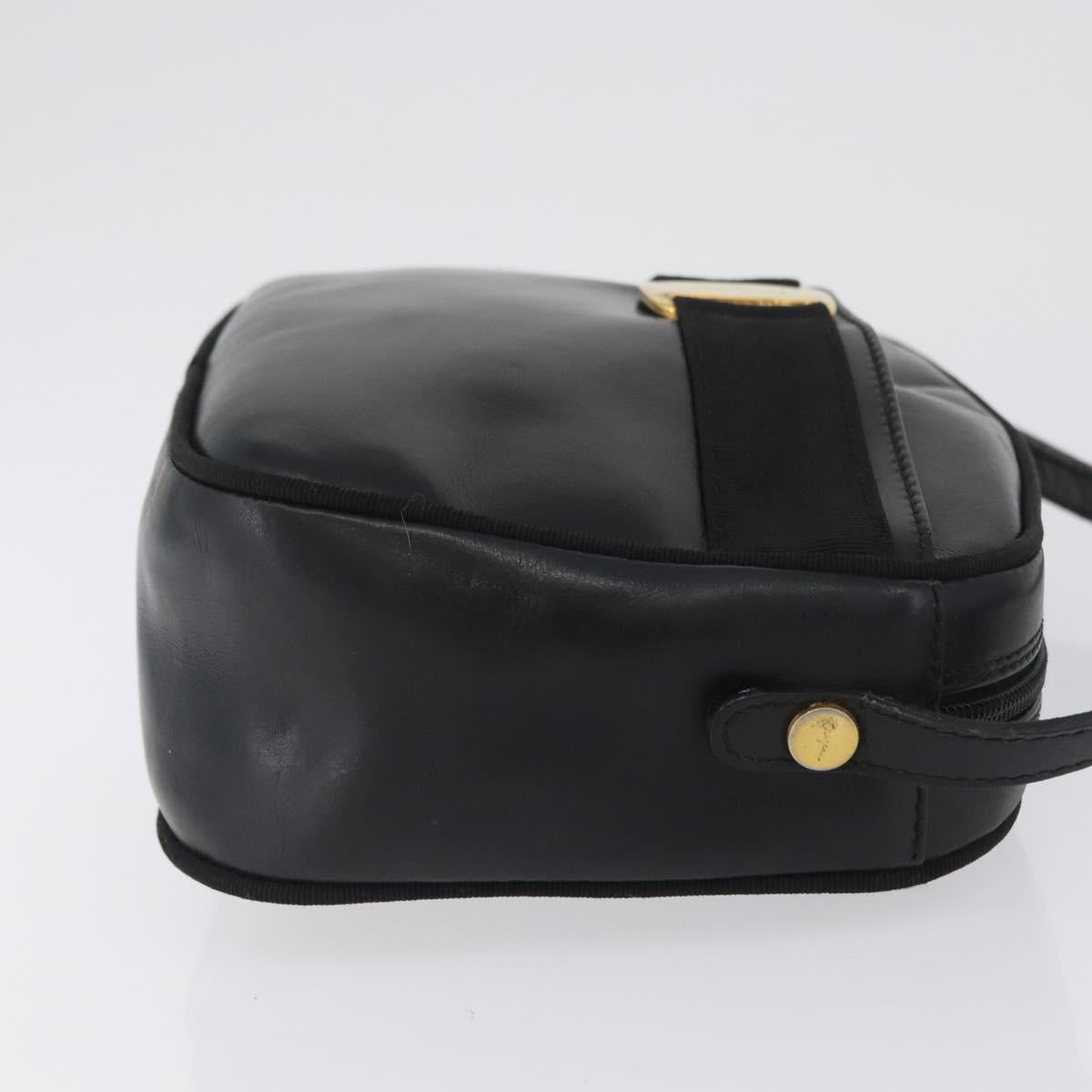 Salvatore Ferragamo Vala Shoulder Bag Leather Black Gold Auth BA10794