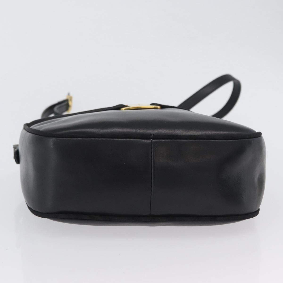 Salvatore Ferragamo Vala Shoulder Bag Leather Black Gold Auth BA10794