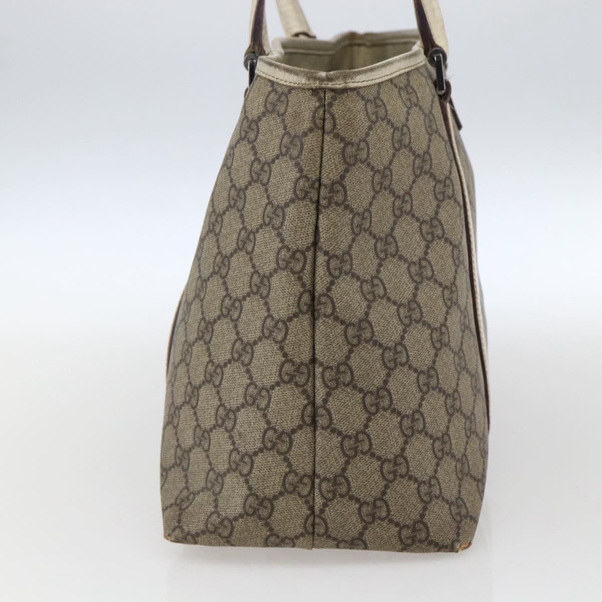 GUCCI GG Supreme Tote Bag PVC Beige Silver 114595 Auth BA10796