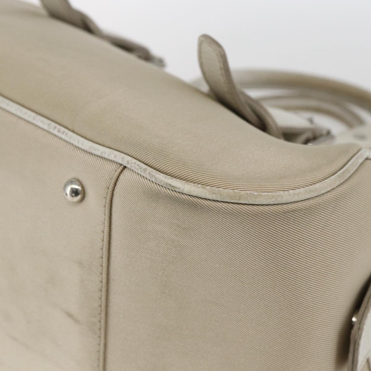 BURBERRY Nova Check Hand Bag Canvas Beige Silver Auth BA10799