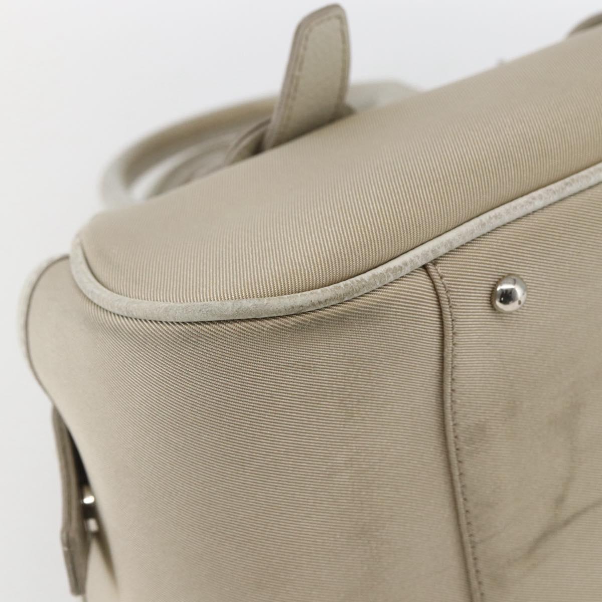 BURBERRY Nova Check Hand Bag Canvas Beige Silver Auth BA10799