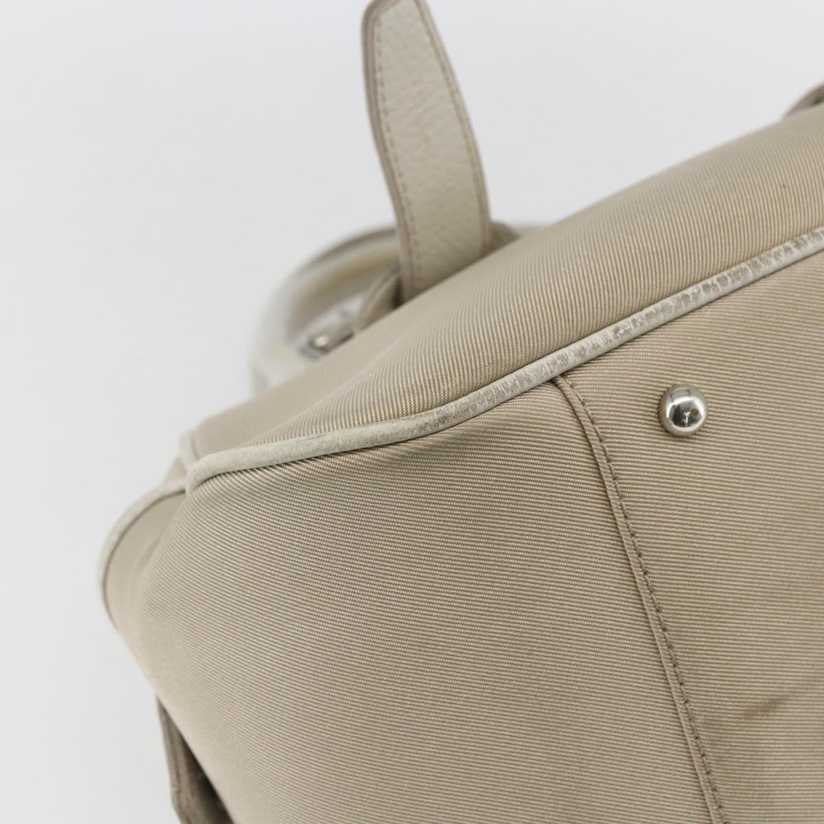BURBERRY Nova Check Hand Bag Canvas Beige Silver Auth BA10799