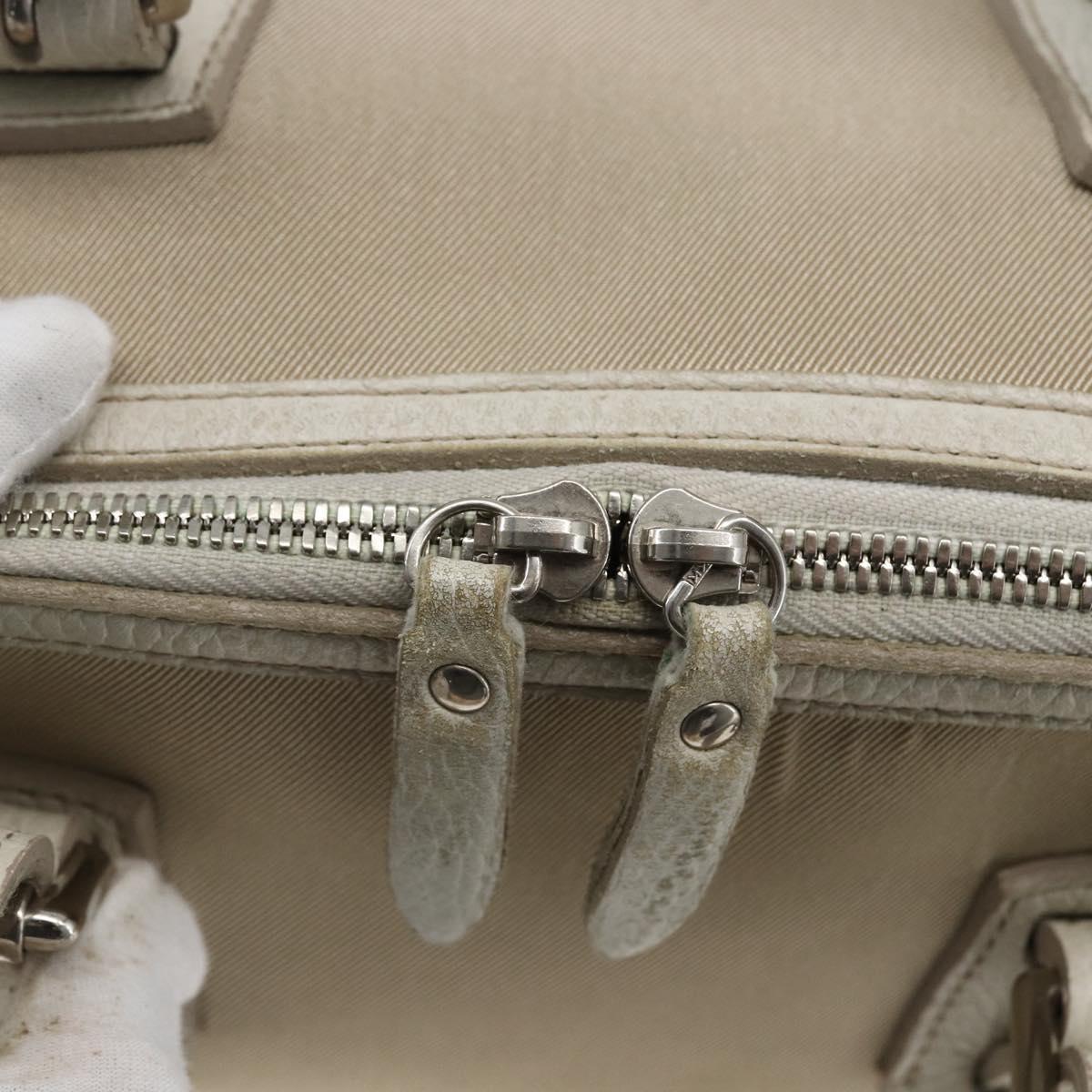 BURBERRY Nova Check Hand Bag Canvas Beige Silver Auth BA10799
