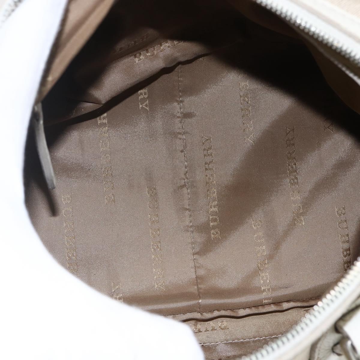 BURBERRY Nova Check Hand Bag Canvas Beige Silver Auth BA10799