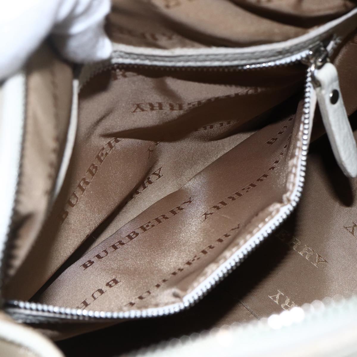 BURBERRY Nova Check Hand Bag Canvas Beige Silver Auth BA10799