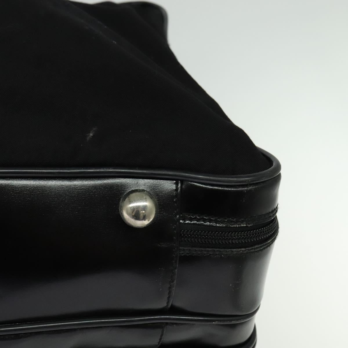 GUCCI Boston Bag Canvas Leather Black Silver Auth BA108