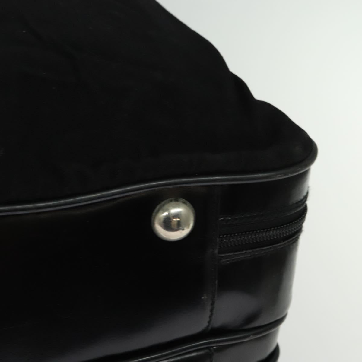 GUCCI Boston Bag Canvas Leather Black Silver Auth BA108
