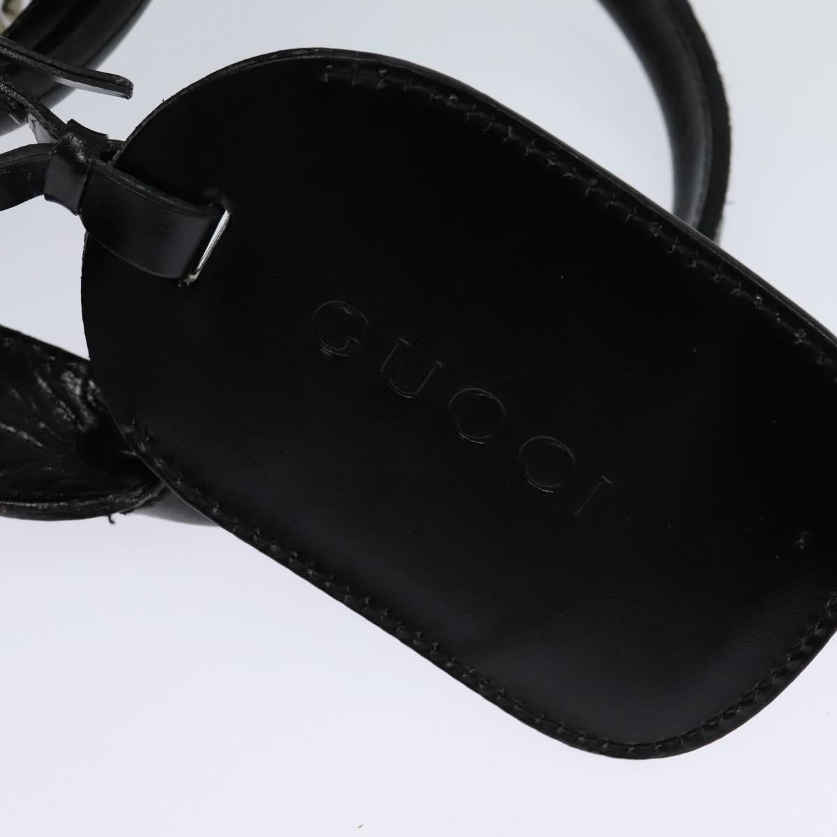 GUCCI Boston Bag Canvas Leather Black Silver Auth BA108