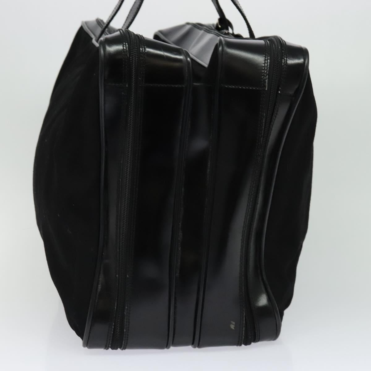 GUCCI Boston Bag Canvas Leather Black Silver Auth BA108