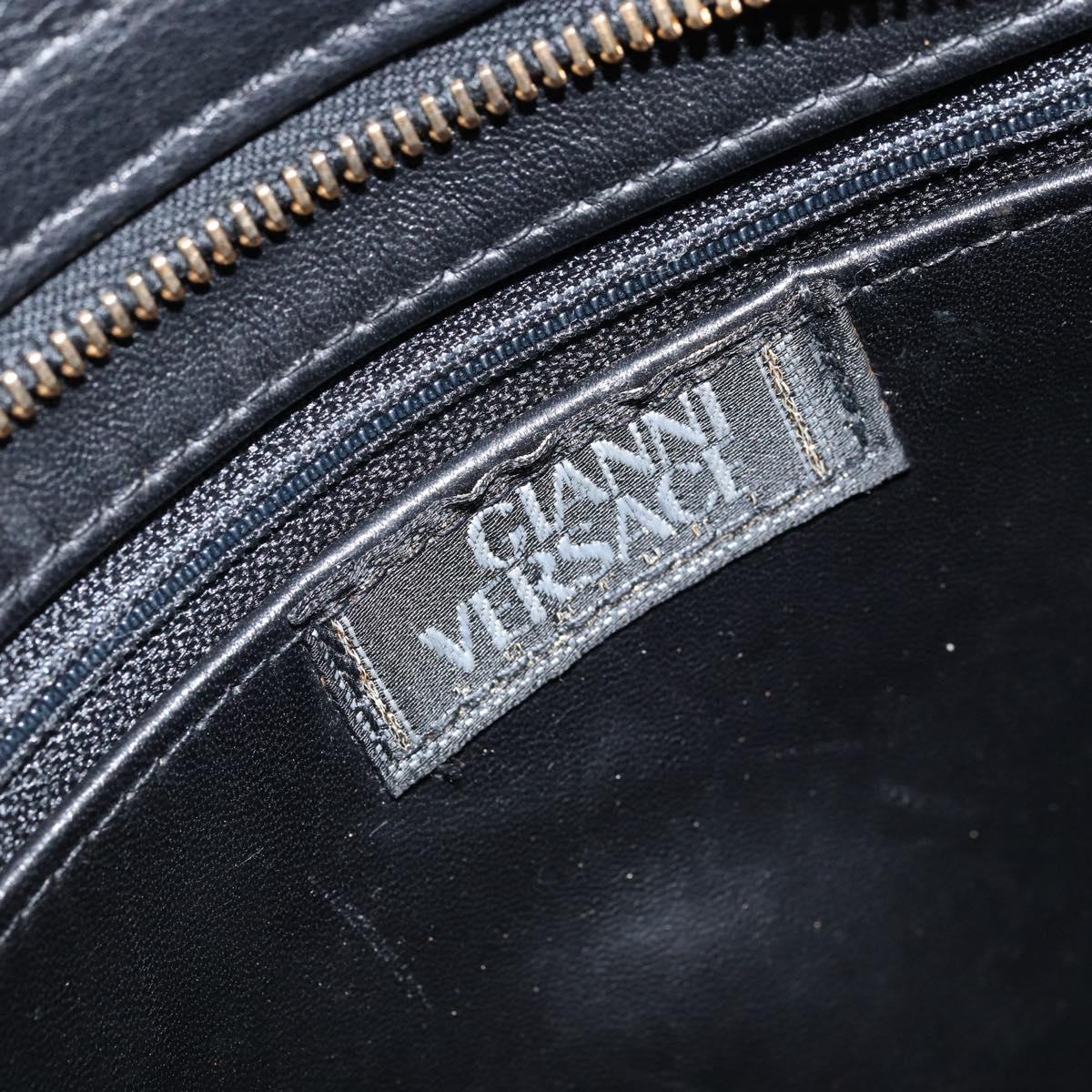 Gianni Versace Shoulder Bag Leather Black Gold Auth BA10801
