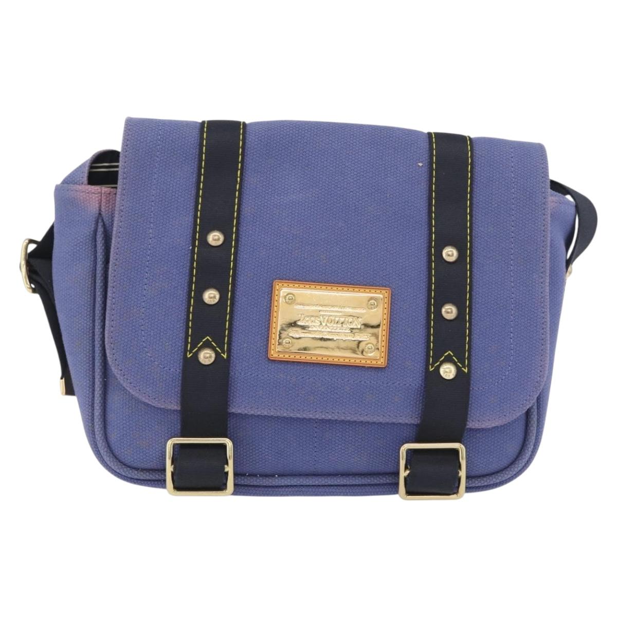 LOUIS VUITTON Antigua Buzzus PM Shoulder Bag Blue M40081 LV Auth BA10805